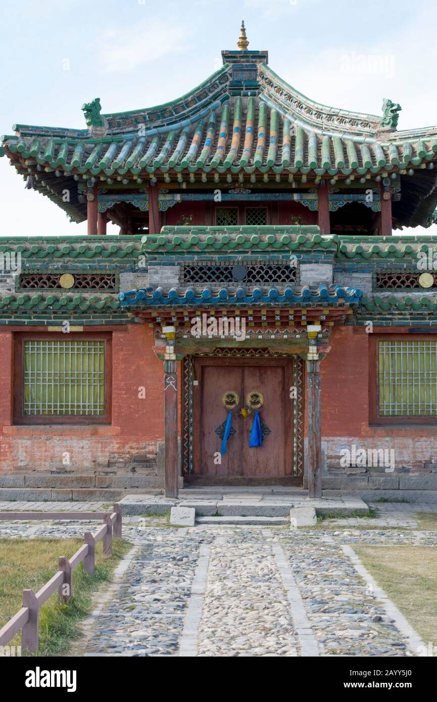 Il Tempio del Dalai lama al monastero di Erdene Zuu a Kharakhorum (Karakorum), Mongolia. Foto Stock
