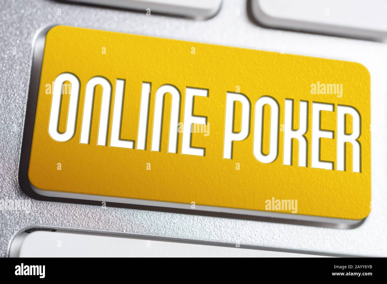 Tasto tastiera Orange Online Poker, concetto di aggiunta di gioco Foto Stock