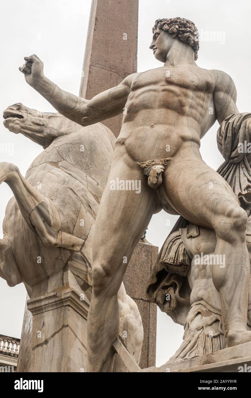 Statua di Dioscuri Piazza del Quirinale Roma Foto Stock