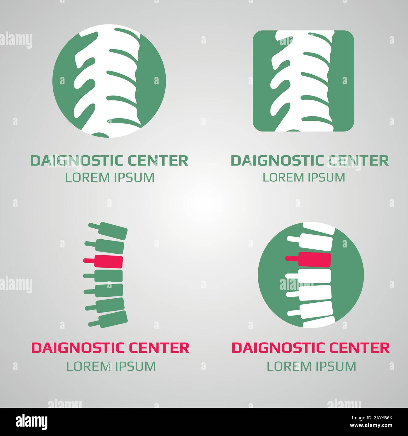 Logo del centro diagnostico colonna vettoriale. Clinica di diagnostica medica, illustrazione del logotipo della clinica modello Illustrazione Vettoriale