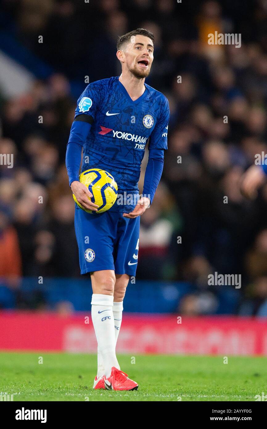 Londra, Regno Unito. 17th Feb, 2020. Jorginho di Castelseaduring la partita della Premier League tra Chelsea e Manchester United a Stamford Bridge, Londra, Inghilterra, il 17 febbraio 2020. Foto Di Salvio Calabrese. Solo uso editoriale, licenza richiesta per uso commerciale. Nessun utilizzo nelle scommesse, nei giochi o nelle singole pubblicazioni di club/campionato/giocatore. Credit: Uk Sports Pics Ltd/Alamy Live News Foto Stock