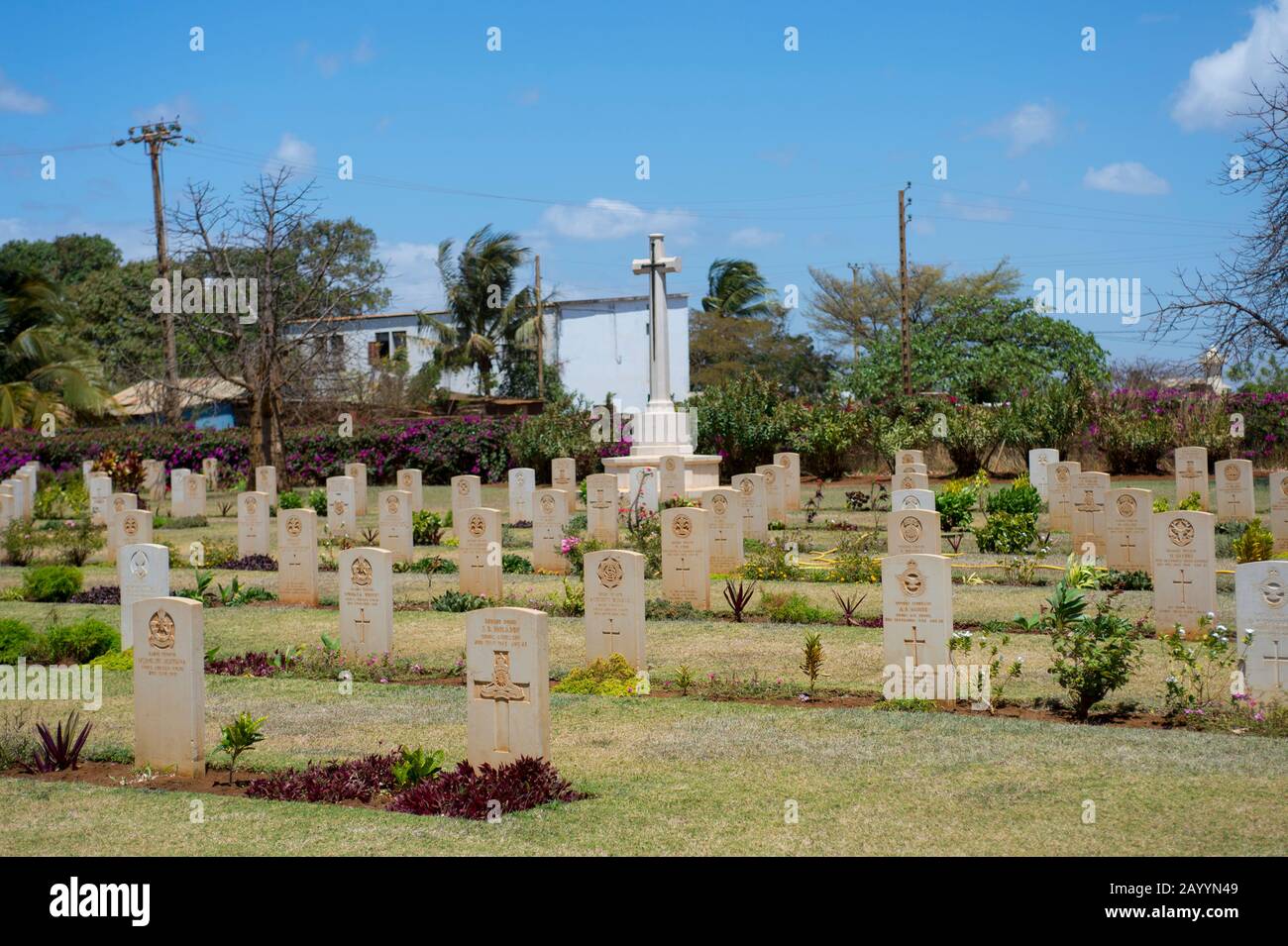 Cimitero britannico della seconda guerra mondiale ad Antsiranana (Diego Suarez), Madagascar. Foto Stock