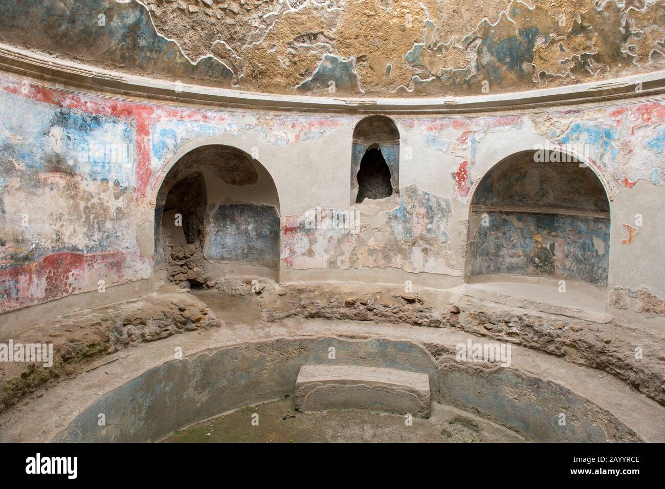 Le Terme Stabiane di Pompei, Italia, sono probabilmente risalenti al 5th secolo a.C. per finire il loro bagno, i bagnanti tornerebbero all'apoditterio an Foto Stock