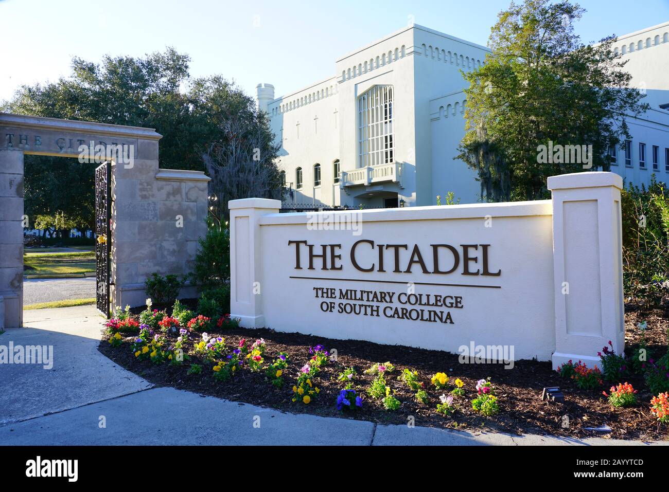 Charleston, SC -21 NOV 2019 - Vista del campus della Cittadella, il Military College della Carolina del Sud a Charleston, Carolina del Sud, Stati Uniti. Foto Stock