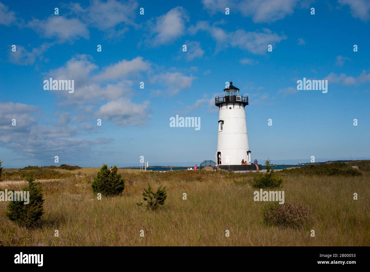 Vista del faro di Edgartown a Edgartown sulla Martha's Vineyard, Massachusetts, Stati Uniti. Foto Stock