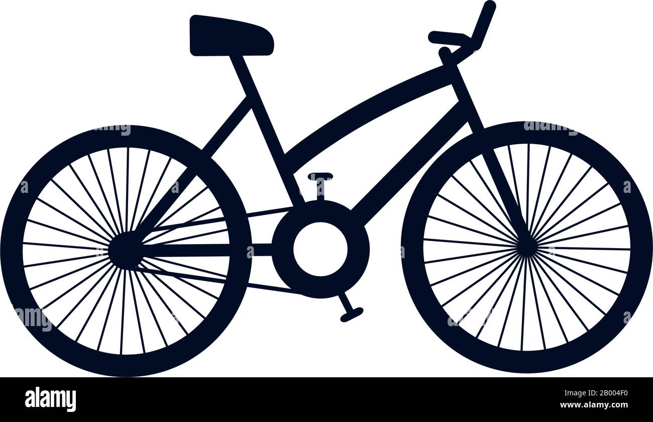 Design icona stile silhouette bici, bicicletta Veicolo ciclo sano stile di vita sport e tempo libero Vector Illustration Illustrazione Vettoriale