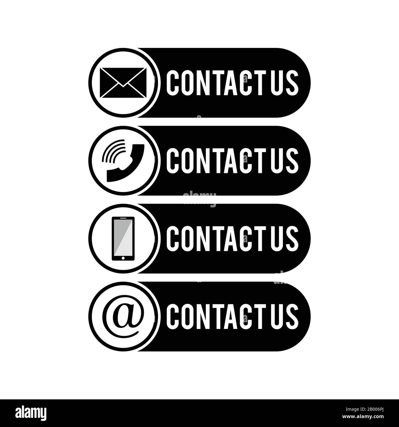 Contattaci icone. Insieme di icone Web, simbolo e simboli del supporto dei contatti Illustrazione Vettoriale