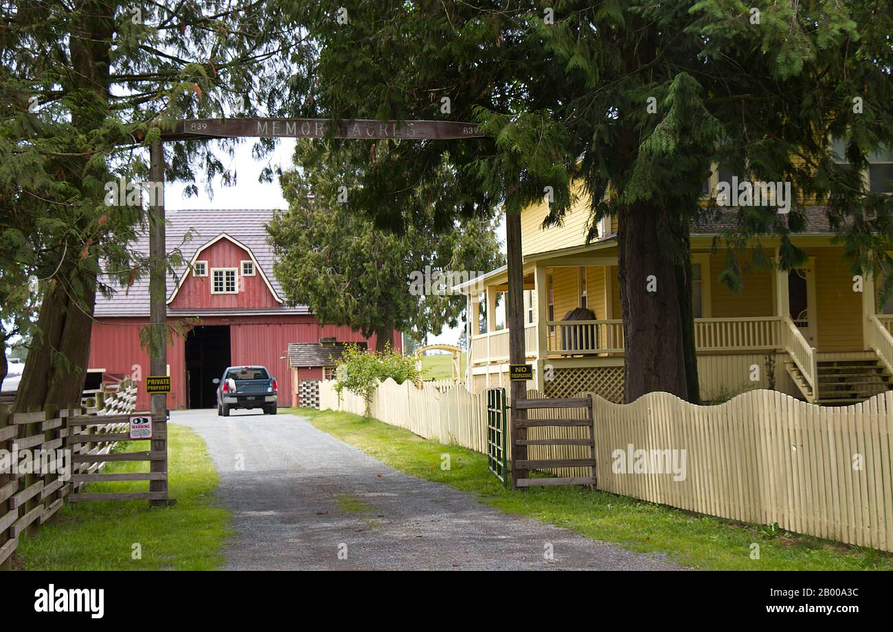 Aldergrove, Canada - 9 giugno 2019: Vista Della Bella fattoria che sono stati utilizzati come location per le riprese 'Kent Farm' in TV Show 'Shallville' Foto Stock