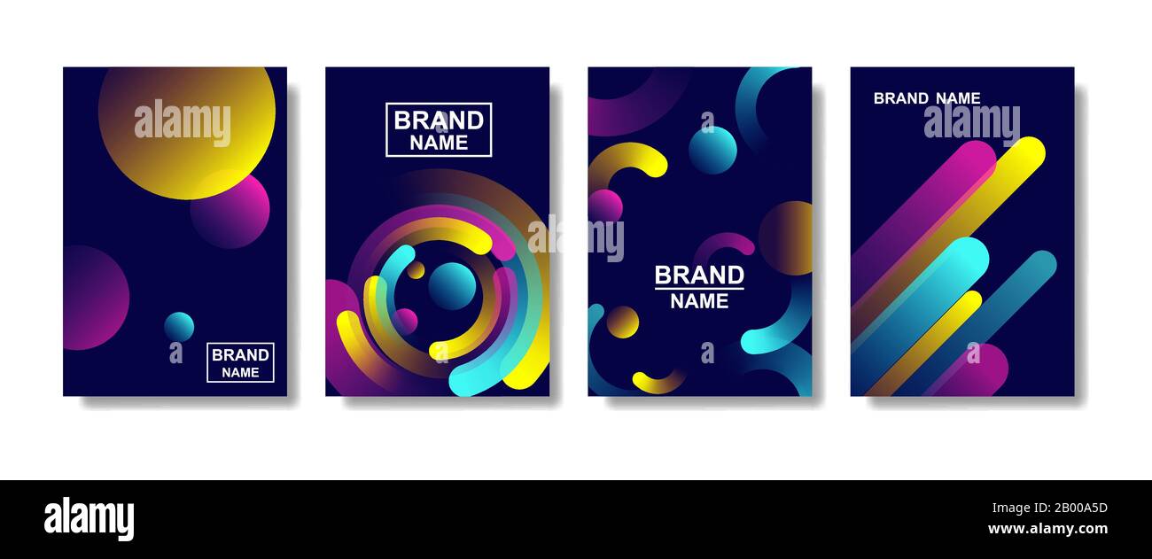 Minimo sfondo geometrico a strisce di colore. Forme liquide Semplici E Futuristiche con sfumature alla moda. Sfondo astratto al buio. Illustrazione vettoriale Illustrazione Vettoriale