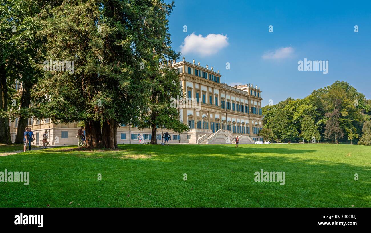 Villa Reale Di Monza (Villa Reale), Milano, Italia. La Villa reale fu costruita tra il 1777 e il 1780 dall'architetto imperiale Giuseppe Piermarini. Foto Stock