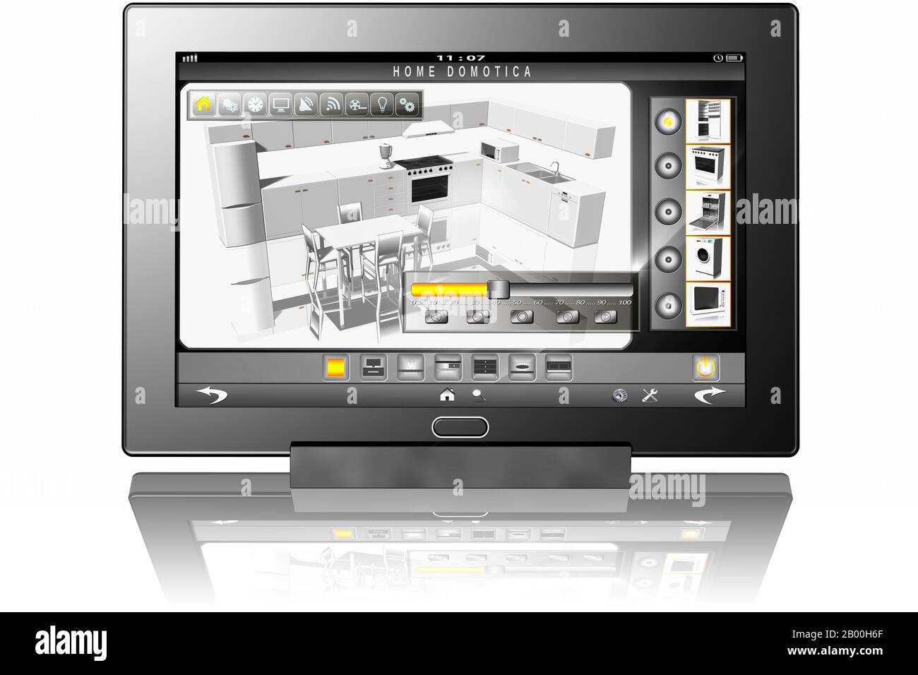 3D'illustrazione. Elettrodomestico Application interface, elettrodomestici e cucina. Foto Stock