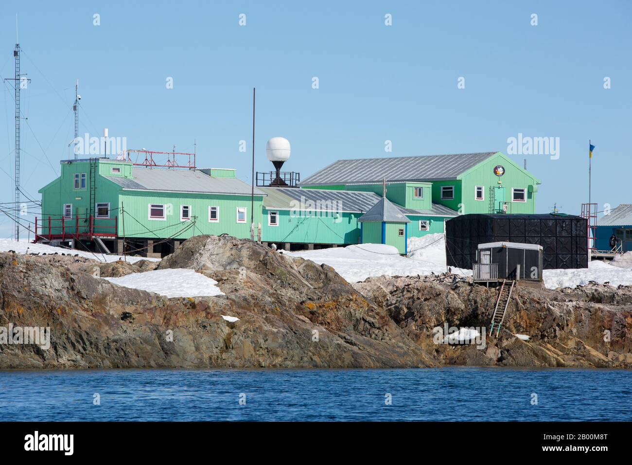 Stazione di Vernadsky un'ex base di ricerca britannica ora di proprietà degli ucraini sull'isola di Galindez nelle isole argentine al largo della penisola Antartica. Foto Stock
