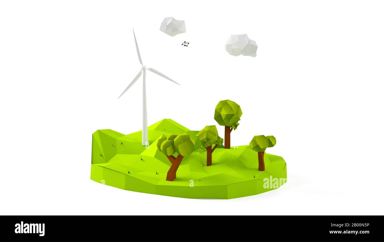 concetto di generazione di energia sostenibile rendering 3d Foto Stock