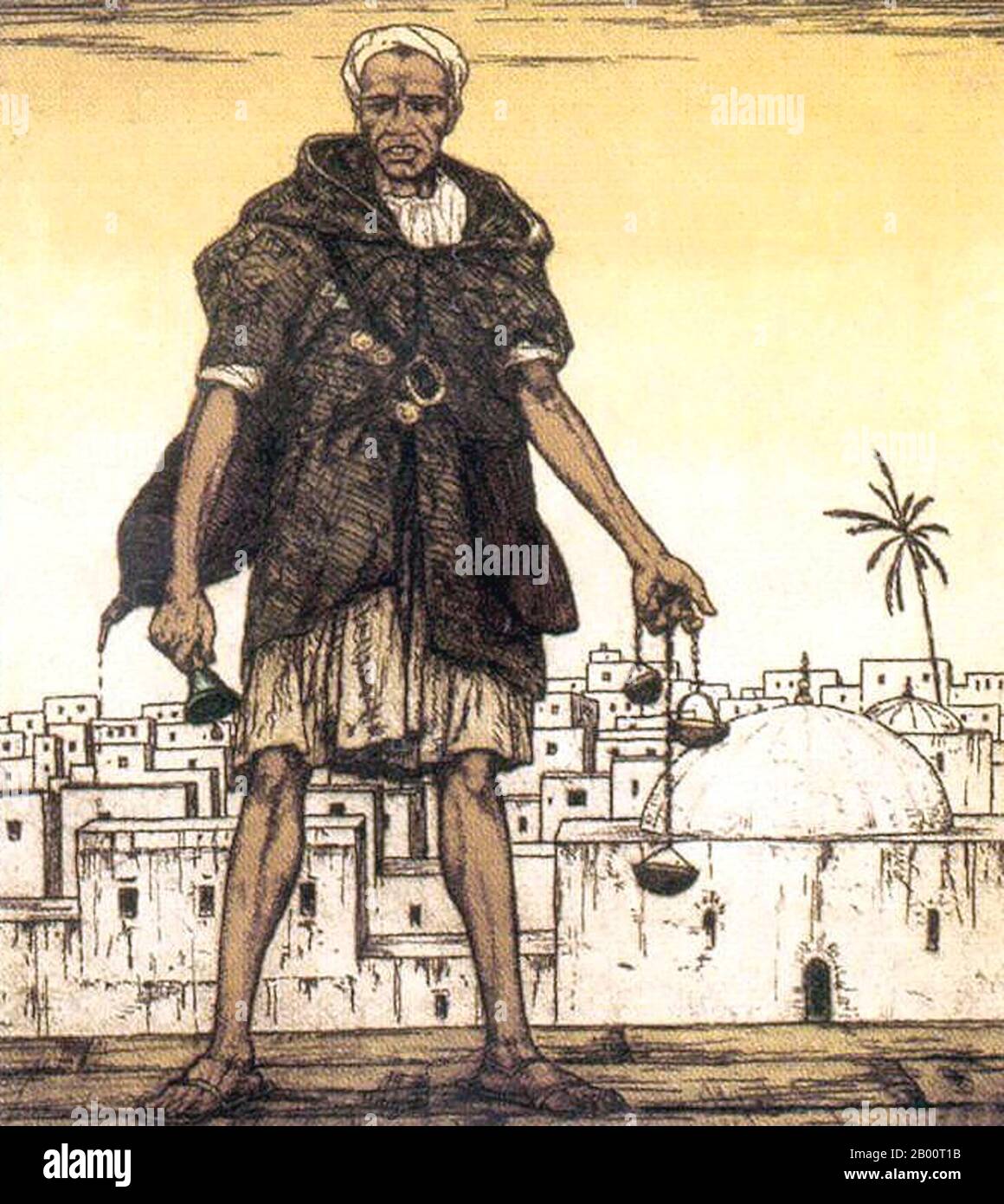 Marocco/Cecoslovacchia: «un fornitore di acqua itinerante a Tangeri». Dipinto di T. F. Simon (1877-1942), c.. Nel 1920, Tavik Frantisek Simon (1877 – 1942), è stato un . Anche se ha sede principalmente in Europa, i suoi estesi viaggi lo hanno portato in Marocco, Ceylon (ora Sri Lanka), India e Giappone, immagini di tutti i quali appaiono nel suo lavoro artistico. Morì a Praga nel 1942. Ampiamente ignorato durante l'era comunista in Cecoslovacchia, il suo lavoro ha ricevuto più attenzione negli ultimi anni. Foto Stock