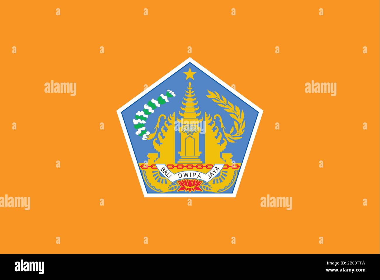 Indonesia: Bandiera dell'isola di Bali. Bali ospita la maggior parte della piccola minoranza indù indonesiana, con circa il 92% dei 4 milioni di abitanti dell'isola che aderiscono all'induismo balinese, mentre la maggior parte delle altre persone segue l'Islam. Bali è la più grande destinazione turistica dell'Indonesia ed è rinomata per le sue arti altamente sviluppate, tra cui danza tradizionale e moderna, scultura, pittura, pelletteria, metallurgia e musica. Foto Stock Indonesia: Bandiera dell'isola di Bali. Bali ospita la maggior parte della piccola minoranza indù indonesiana, con circa il 92% dei 4 milioni di abitanti dell'isola che aderiscono all'induismo balinese, mentre la maggior parte delle altre persone segue l'Islam. Bali è la più grande destinazione turistica dell'Indonesia ed è rinomata per le sue arti altamente sviluppate, tra cui danza tradizionale e moderna, scultura, pittura, pelletteria, metallurgia e musica. Foto Stock