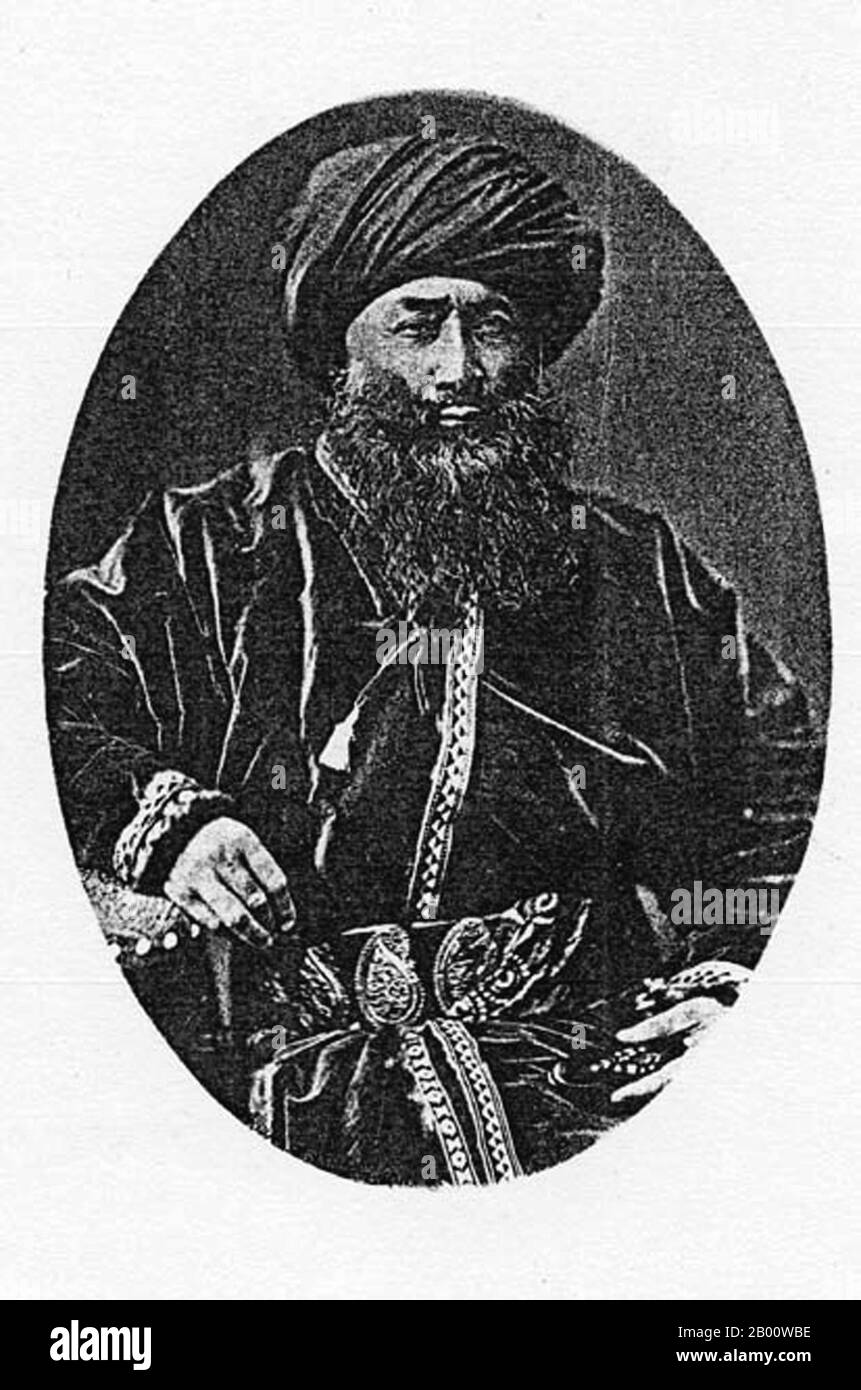 Cina: Muhammad Yaqub Beg, Amir di Kashgar (1867-77), 19 ° secolo. Muhammad Yaqub Beg era un avventuriero tagico che divenne capo del regno di breve durata del Kashgaria nella provincia cinese di Xinjiang. Foto Stock
