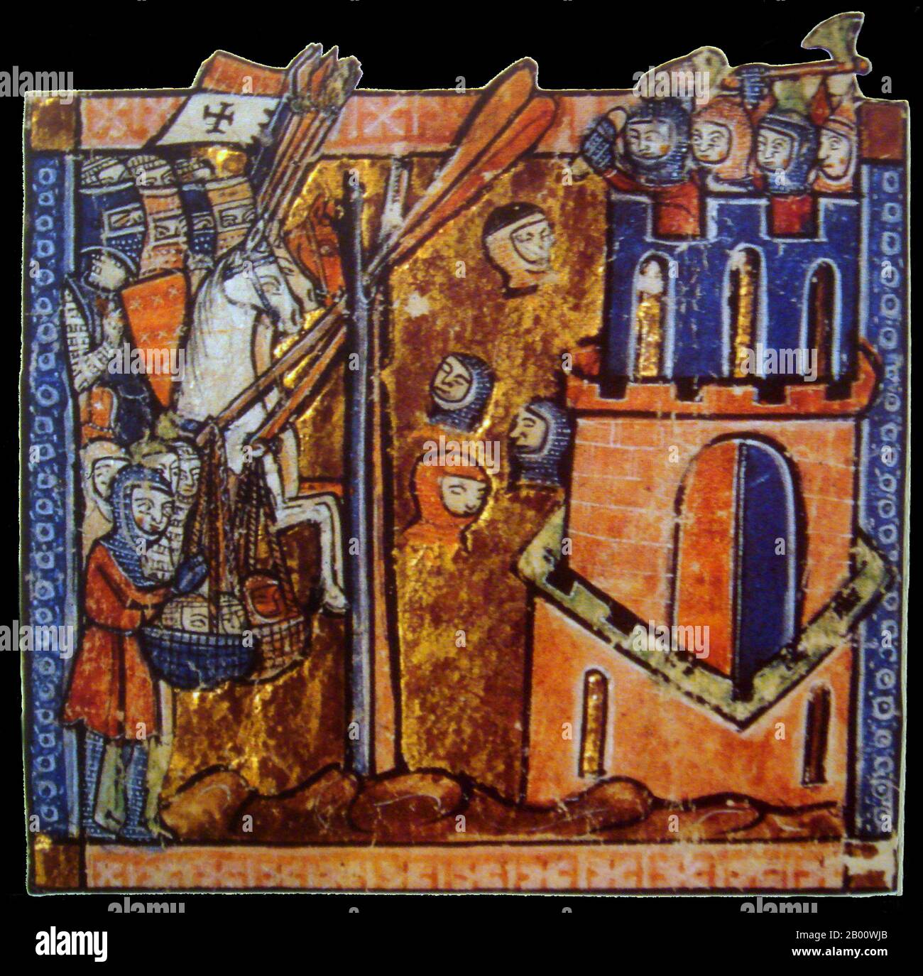 Turchia: L'assedio di Nicea (Iznik) nel 1097, i Crociati gettano capi di  musulmani sui bastioni (miniatura del XIII secolo). Prima Crociata  (1096-1099): Gli eserciti crociati si incrociarono in Asia minore durante la