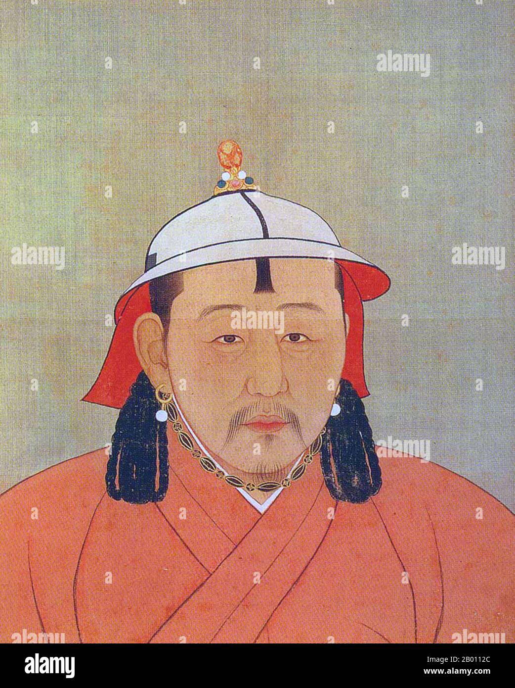Mongolia/Cina: Kulug Khan (r.1307-1311), VII Khagan dell'Impero Mongolo; III imperatore Yuan Wuzong. Inchiostro su ritratto album di seta, 14 ° secolo. Kulug Khan (Mongoli, 4 agosto 1281 – Mongolia, 27 gennaio 1311) è stato un imperatore della dinastia Yuan, considerato il settimo Khagan dei Mongoli. Anche Haisan Huleg Khan, il figlio di Darambal, il figlio di Chingem, è nato nel 1281, l'anno del serpente bianco. Fu intronizzato nel 1308, l'anno del maiale bianco. Foto Stock