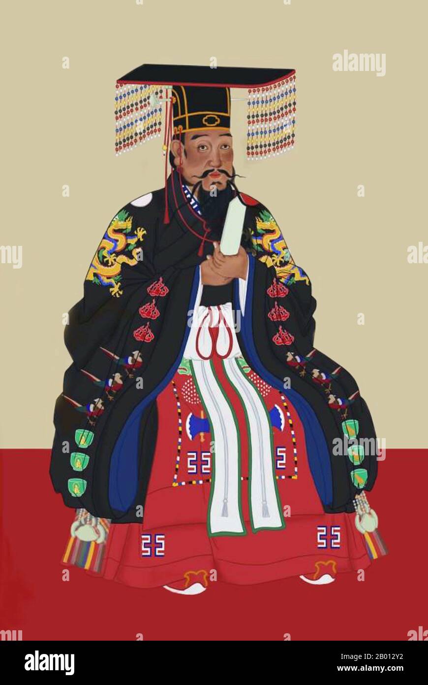 Cina: Imperatore YDongle, 3 ° sovrano della dinastia Ming (r. 1402-1424). Pittura a chiocciola sospesa, XV-XVII secolo. L'imperatore Yongle (1360-1424), nome personale Zhu di e nome del tempio Chengzu, fu il terzo imperatore della dinastia Ming. Il suo nome cinese YDongle significa 'felicità perpetua'. Divenne imperatore cospirando di usurpare il trono dal nipote, l'imperatore Jianwen. Trasferì la capitale da Nanjing a Pechino, dove si trovava nelle generazioni successive, e vi costruì la Città Proibita. Foto Stock