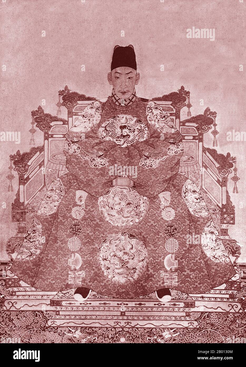 Cina: Imperatore Zhengde (27 ottobre 1491 - 20 aprile 1521), undicesimo sovrano della dinastia Ming (r. 1505-1521). Pittura a chiocciola sospesa, XVI-XVII secolo. L'imperatore Zhengde (1491-1521), nome personale Zhu Houzhao e nome del tempio Wuzong, fu l'undicesimo imperatore della dinastia Ming. Il suo nome d'epoca significa "rettificazione della virtù". Zhengde trascurò completamente i suoi doveri imperiali, iniziando una pericolosa tendenza che avrebbe colpito i futuri imperatori Ming. L'abbandono dei doveri ufficiali per i piaceri personali porterebbe lentamente all'ascesa di eunuchi potenti che portarono alla caduta della dinastia Ming. Foto Stock Cina: Imperatore Zhengde (27 ottobre 1491 - 20 aprile 1521), undicesimo sovrano della dinastia Ming (r. 1505-1521). Pittura a chiocciola sospesa, XVI-XVII secolo. L'imperatore Zhengde (1491-1521), nome personale Zhu Houzhao e nome del tempio Wuzong, fu l'undicesimo imperatore della dinastia Ming. Il suo nome d'epoca significa "rettificazione della virtù". Zhengde trascurò completamente i suoi doveri imperiali, iniziando una pericolosa tendenza che avrebbe colpito i futuri imperatori Ming. L'abbandono dei doveri ufficiali per i piaceri personali porterebbe lentamente all'ascesa di eunuchi potenti che portarono alla caduta della dinastia Ming. Foto Stock