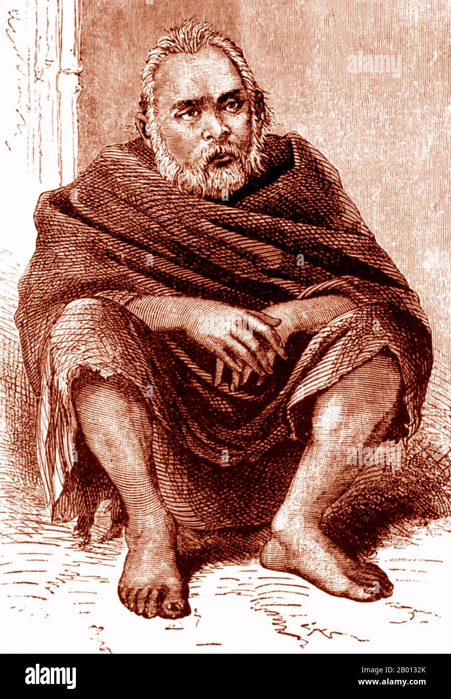 Thailandia/Laos: Un mandarino di Khemarat nella Thailandia di oggi. Ridisegnato da un'incisione di Louis Delaporte (1842-1925), 1867. Questa illustrazione di Louis Delaporte è una delle dozzine che ha prodotto durante la sua avventura biennale (1866-68) con la Commissione esplorativa di Mekong patrocinata dal Ministero della Marina francese, la cui intenzione era quella di gettare le basi per l'espansione delle colonie francesi in Indocina. Di questo incontro, scrisse: "A malapena, vidi venire un laotiano a incontrarmi, il suo illustre cuscinetto e numerosi retinue che mostravano di essere un uomo importante..." Foto Stock