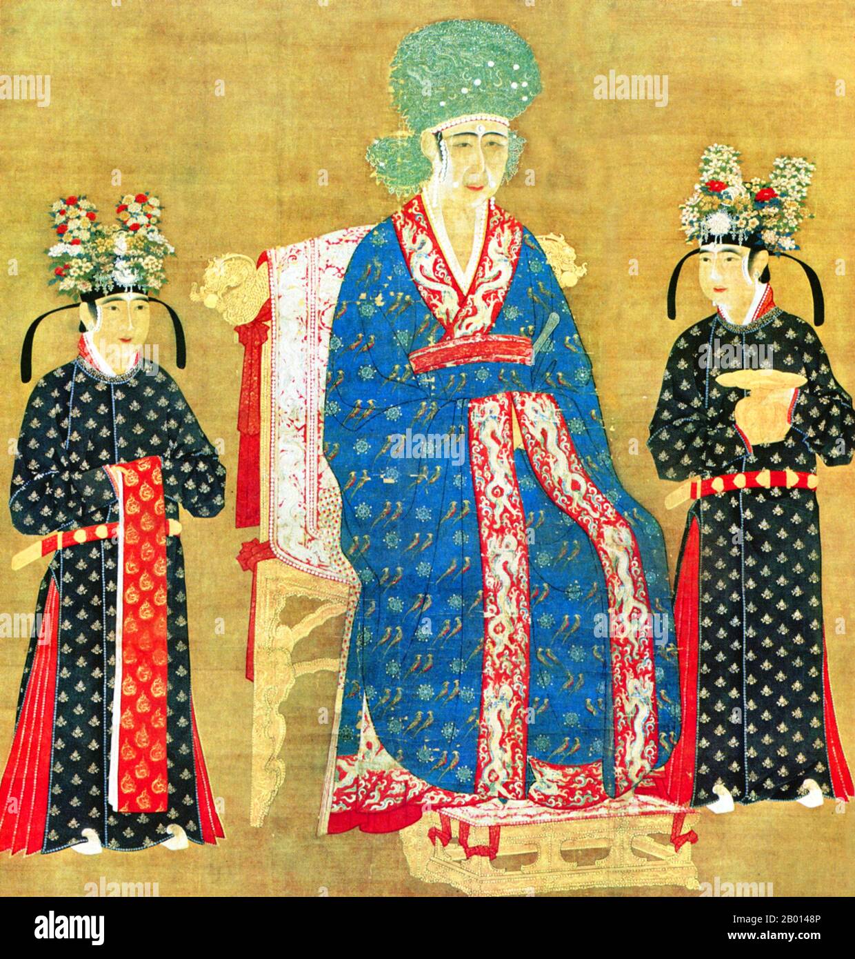 Cina: Imperatrice Cao (1016-1079), consorte dell'Imperatore Renzong, 4° sovrano della Dinastia Song (r.1022-1063). Pittura a scorrimento sospesa, c. 1022-1063. L'imperatrice Cao, conosciuta anche come Cisheng Guangxiang, fu la consorte dell'Imperatore Renzong. Salì al rango di imperatrice dopo che Renzong pose la sua prima imperatrice, l'imperatrice Guo. Ben rispettata dai funzionari statali, aiutò a governare il regno quando l'imperatore era malato. Allo stesso modo, quando il suo figlio adottivo, l'imperatore Yingzong, salì al trono ed era gravemente malato, servì brevemente come reggente al suo posto. Foto Stock