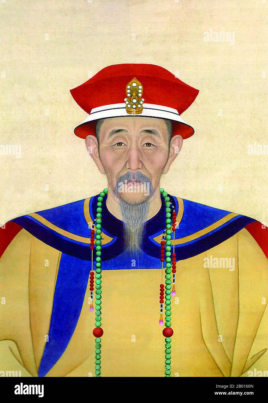 Cina: Kangxi (4 maggio 1654 – 20 dicembre 1722), 4° imperatore della dinastia Qing. Appeso rotolo pittura, inizio 18 ° secolo. L'imperatore Kangxi, nome personale Xuanye e nome del tempio Shengzu, fu il quarto sovrano della dinastia Qing e il secondo imperatore Qing a governare sulla Cina vera e propria, dal 1661 al 1722. Il regno di Kangxi di 61 anni lo rende l'imperatore cinese più longevo della storia (anche se suo nipote, l'imperatore Qianlong, aveva il periodo più lungo di potere de facto) e uno dei governatori più longevi del mondo. Fu considerato uno dei maggiori imperatori della Cina. Foto Stock