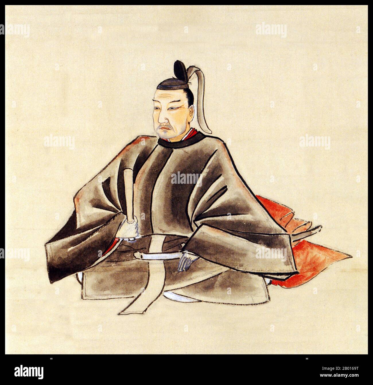 Giappone: Tokugawa Ieharu (20 giugno 1737 - 17 settembre 1786), decimo governatore dello Shogunato Tokugawa (r. 1760-1786). Dipinto a spirale sospeso, 18 ° secolo. Tokugawa Ieharu, nato Takechiyo, era il decimo shogun dello shogunato Tokugawa e il figlio maggiore di Tokugawa Ieshige. Il Monte Asama eruttò a Shinano durante il suo regno, la devastazione che provocò esacerbare la Grande carestia Tenmei. Le riforme liberalizzanti che avrebbero rilassato la politica estera isolazionista del Giappone e che erano guidate da uno dei consiglieri capo di Ieharu, Tanuma Tonomo-no-kami Okitsugu, sono state arrestate quando il figlio di Tanuma è stato assassinato. Foto Stock