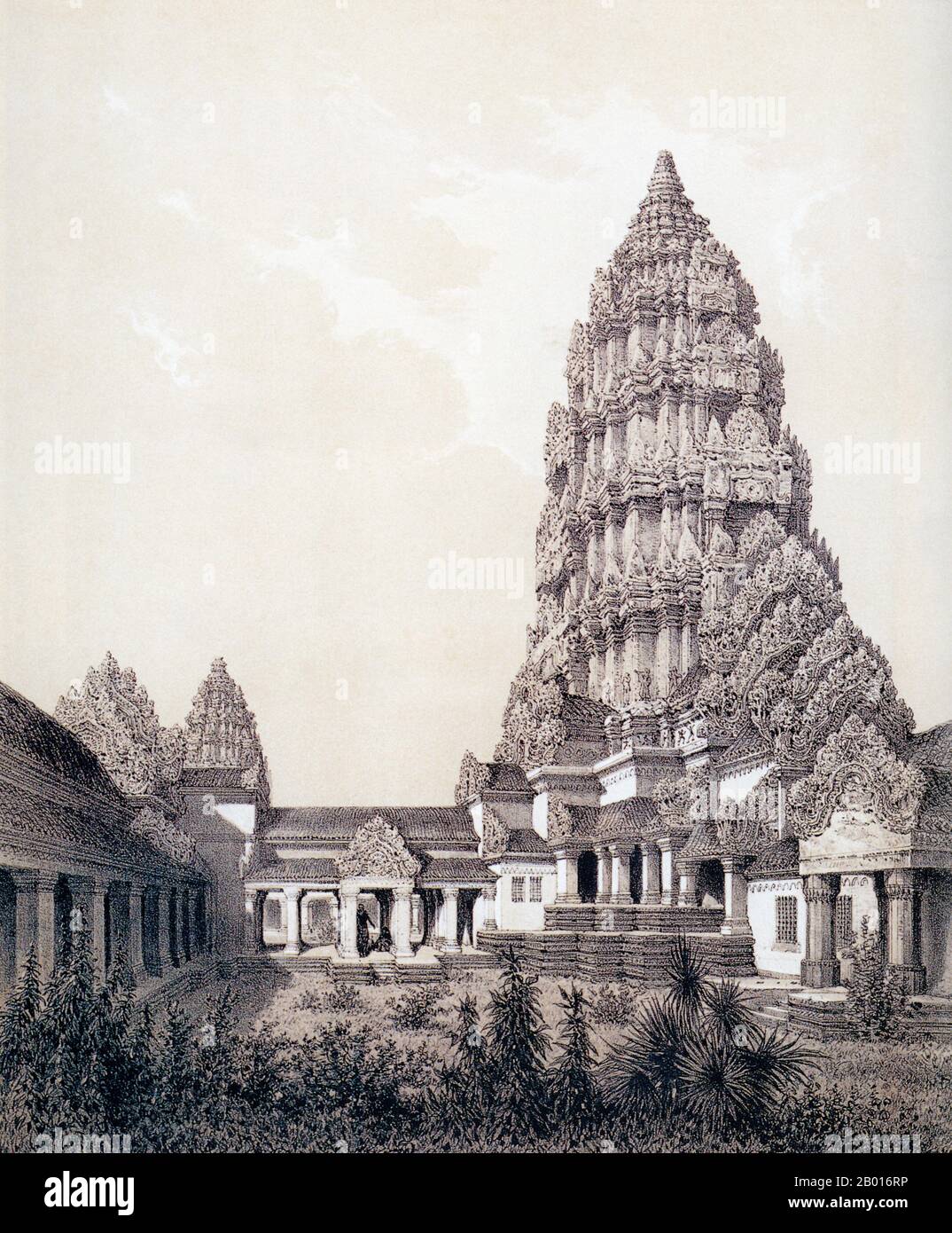 Cambogia: 'Torre centrale di Angkor Wat'. Incisione dal 'Voyage d'Exploration en Indo-Chine, 1866-1868' di Louis Delaporte (11 gennaio 1842 - 3 maggio 1925), 1873. Angkor Wat è stato costruito nei primi 12 ° secolo per il re Suryavarman II (governato 1113-50). Angkor Wat è stato costruito nei primi 12 ° secolo per il re Suryavarman II (governato 1113-50) Foto Stock