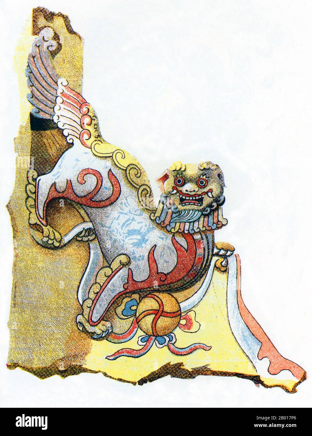 Vietnam: Leone usato in ornamento, Città Proibita, Hue, c. 1930. Disegno architettonico di opere d'arte nella Città Proibita di Huế, la capitale imperiale del Vietnam sotto la dinastia Nguyen (1802-1945). Il disegno è stato fatto per l'Association des Amis du Vieux Hue (Associazione degli amici di Old Hue) nel 1920s, prima delle catastrofi del 1947 e 1968. Oggi rimangono meno di un terzo delle strutture all'interno della cittadella. Nel 1947 l'esercito francese sguazzò l'edificio e rimuovette o distrusse quasi tutti i tesori che conteneva. Foto Stock