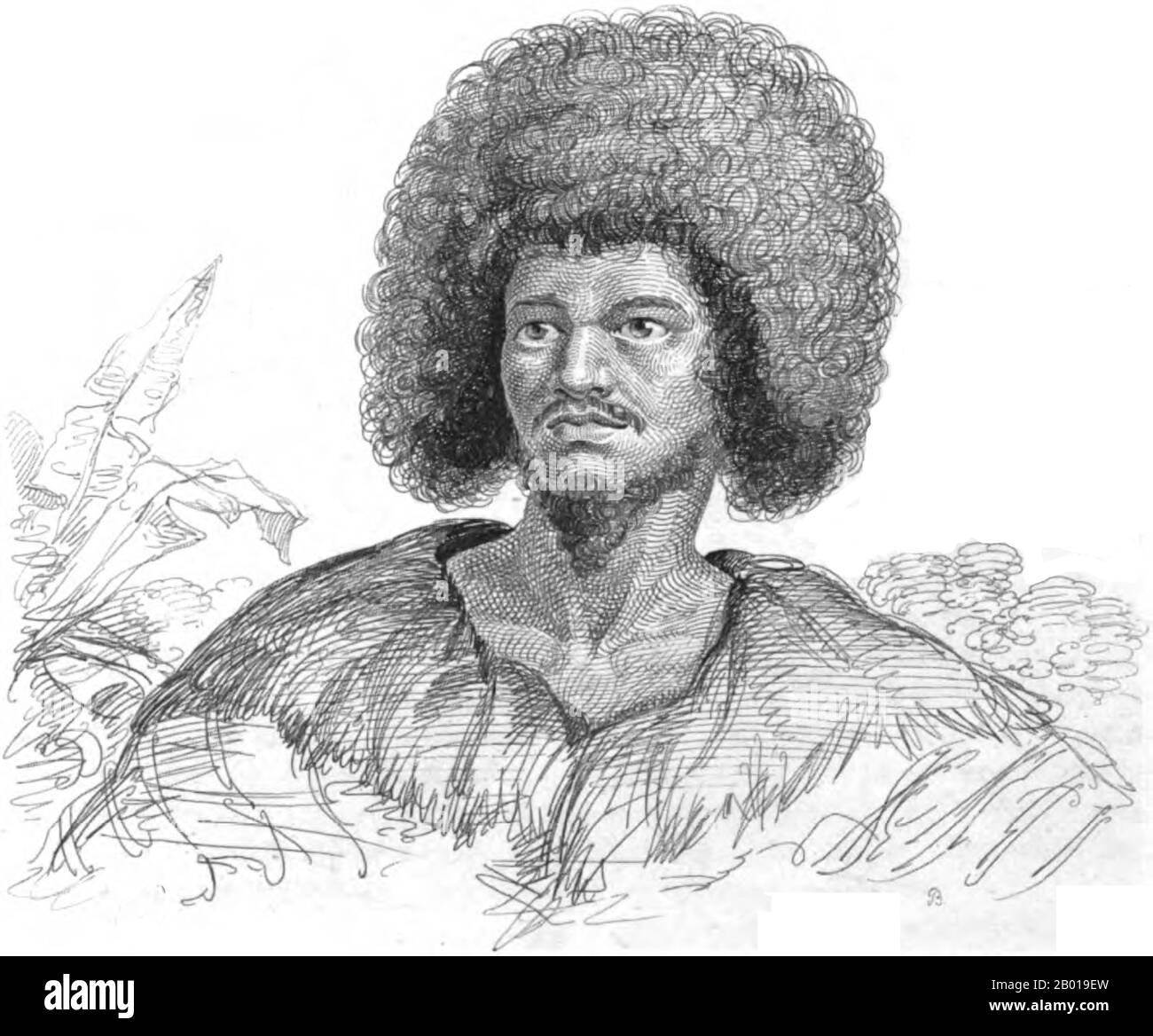 Tahiti: Pomare i (c.. 1753 - 3 settembre 1803), re di Tahiti. Schizzo di un autore sconosciuto, c.. 1803. Pomare i, nella vecchia ortografia Tu-nui-ea-i-te-atua-i-Tarahoi Vairaatoa Taina Pomare i, noto anche come Tu o Tinah o Outu, fu l'unificatore e il primo re di Tahiti. Fondò la dinastia di Pomare e il regno di Tahiti nel 1788, abdicando nel 1791 ma rimanendo in effettivo potere come reggente custode durante la minoranza del suo successore di Pomare II Il famigerato mutinismo sulla HMS Bounty avvenne durante il primo anno del regno di Pomare, e ospitò brevemente alcuni dei mutineer. Foto Stock