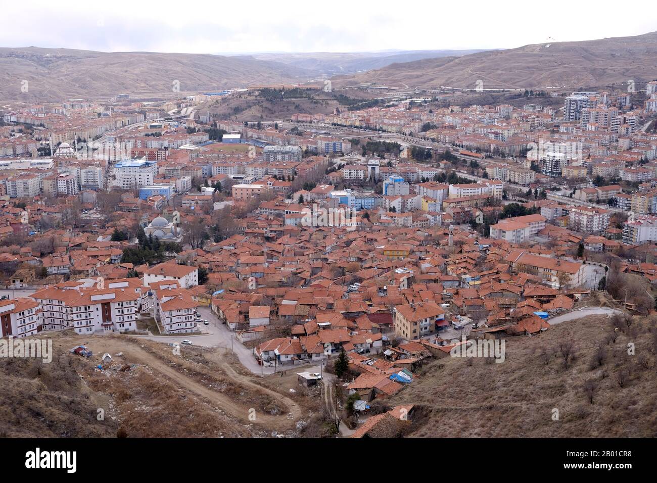 Vista panoramica del centro di Çankırı dalla collina Foto Stock