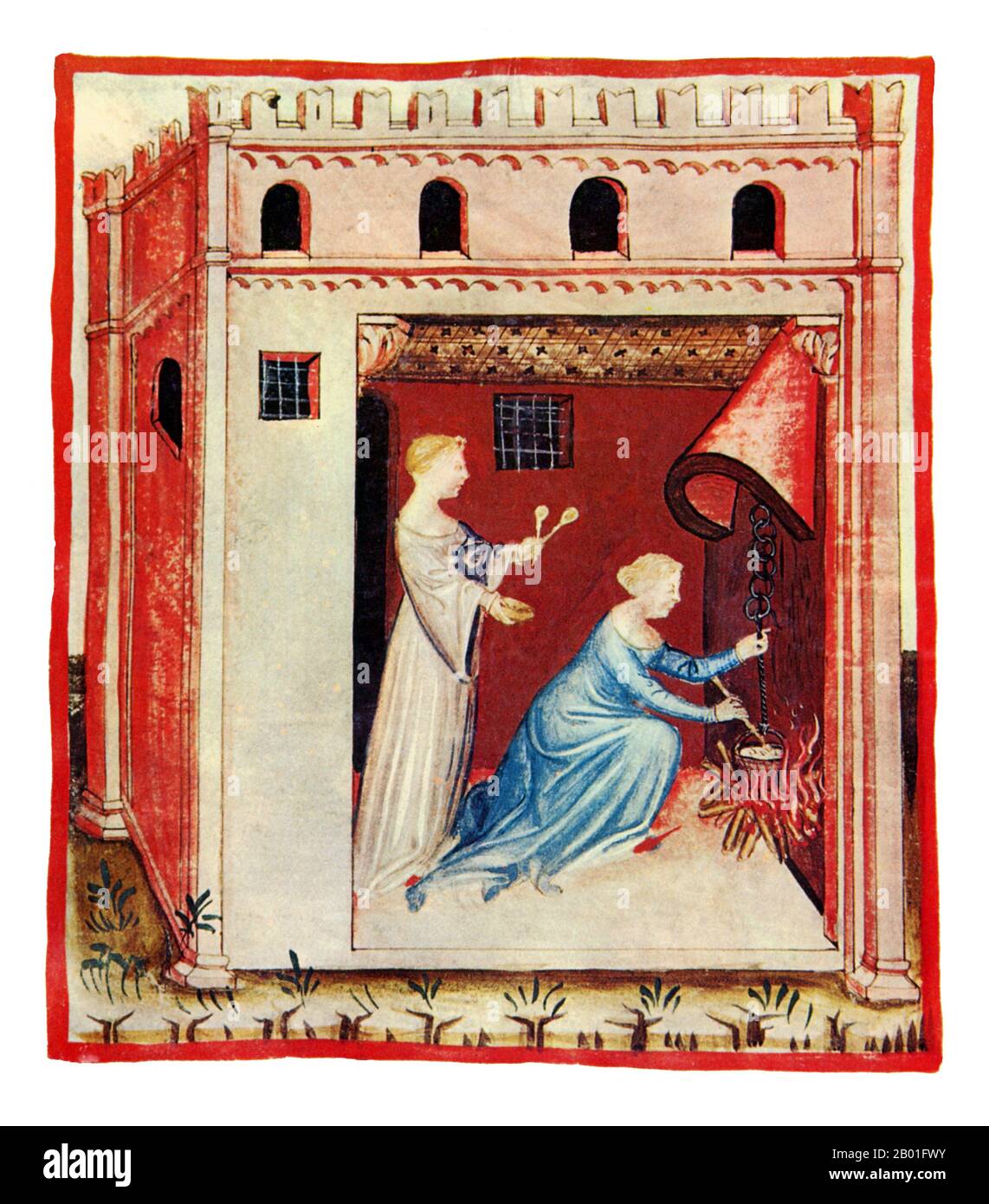 Iraq/Italia: Zuppa di grano. Illustrazione da Taqwim al-sihha di Ibn Butlan o 'mantenimento della Salute' (Baghdad, 11th ° secolo), pubblicato in Italia come il Tacuinum Sanitatis, 14th ° secolo. Il Tacuinum (a volte Taccuinum) Sanitatis è un manuale medievale sulla salute e il benessere, basato sul Taqwim al-sihha تقويم الصحة ('mantenimento della salute'), un trattato medico arabo dell'XI secolo di Ibn Butlan di Baghdad. Ibn Butlân era un medico cristiano nato a Bagdad e morto nel 1068. Foto Stock