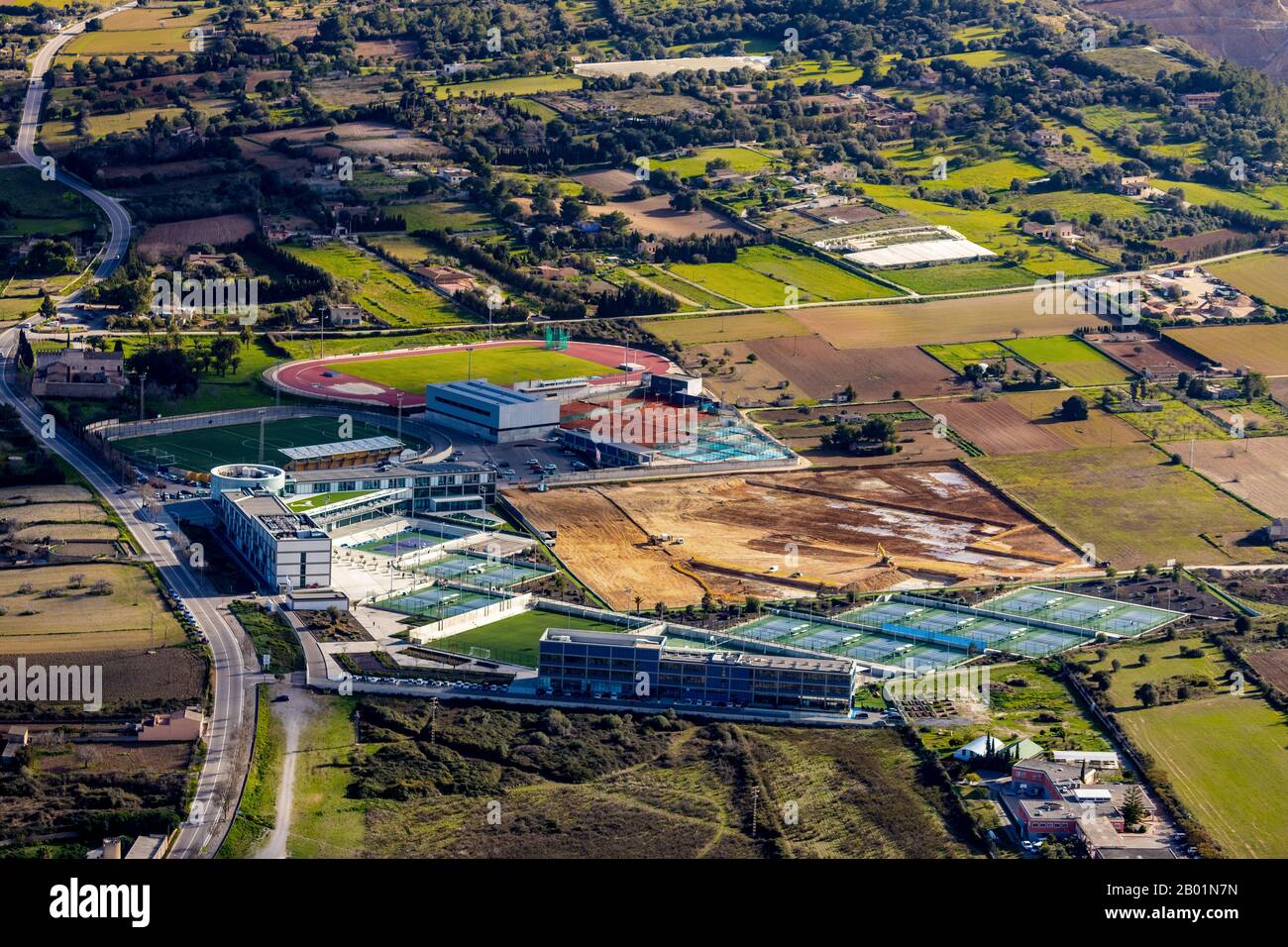 Rafa Nadal Sports Center A Manacor, 09.01.2020, Vista Aerea, Spagna, Isole Baleari, Maiorca, Manacor Foto Stock