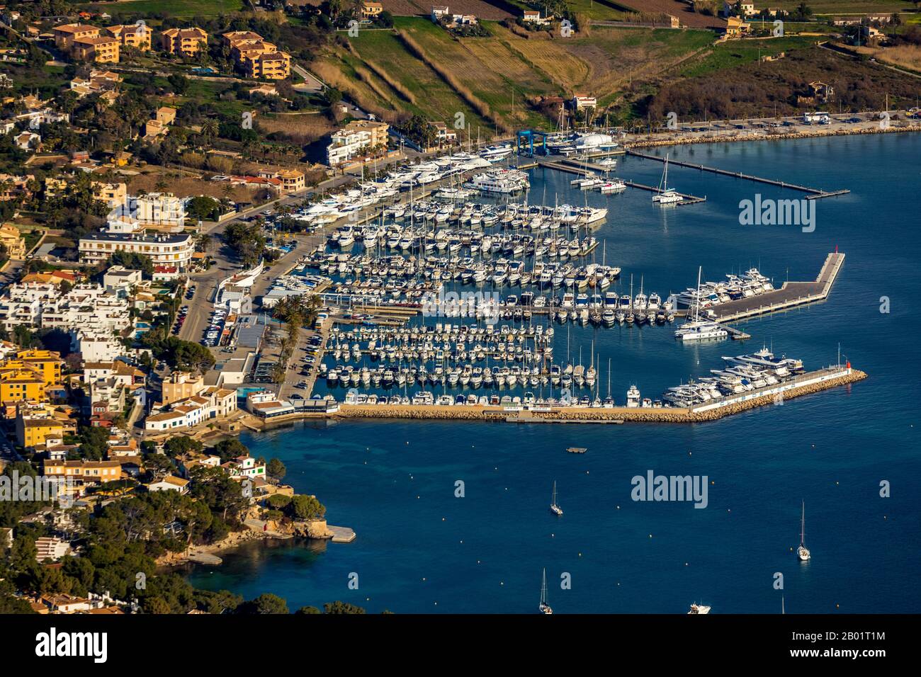 Porto di Port d'Andratx, 04.01.2020, vista aerea, Spagna, Isole Baleari, Maiorca Foto Stock