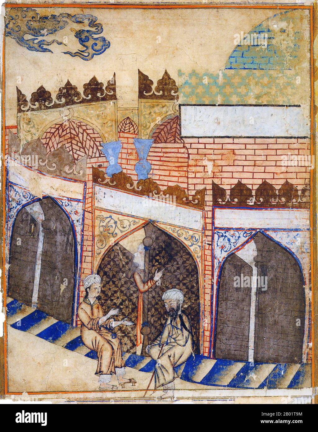 Iran/Persia: Il Mausoleo di Ghazan Khan (r. 1295-1304). Acquerello dipinto di Rashid al-DIN, Jami al-Tawarikh, c. 1305 d.C. Il Jāmiʿ al-tawārīkh ("Compendio delle Cronache") o storia universale è un'opera di letteratura e storia iraniana scritta da Rashid-al-DIN Hamadani all'inizio del XIV secolo. Foto Stock