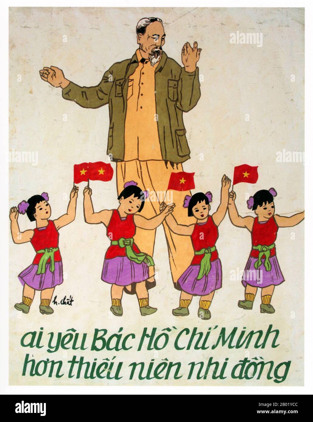 Vietnam: Manifesto di propaganda comunista - "chi ama lo zio ho più dei bambini piccoli?", c. 1980 La seconda guerra d'Indocina, nota in America come guerra del Vietnam, fu un conflitto militare dell'era della guerra fredda che si verificò in Vietnam, Laos e Cambogia dal 1° novembre 1955 alla caduta di Saigon il 30 aprile 1975. Questa guerra seguì la prima guerra d'Indocina e fu combattuta tra il Vietnam del Nord, sostenuto dai suoi alleati comunisti, e il governo del Vietnam del Sud, sostenuto dagli Stati Uniti e da altre nazioni anti-comuniste. Foto Stock