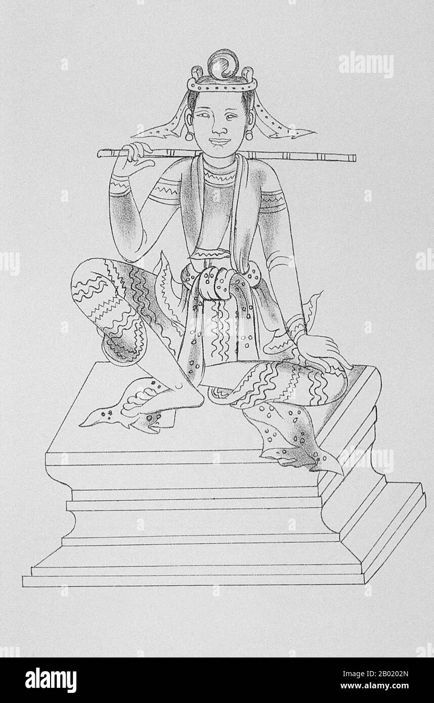 Birmania/Myanmar: The Yun Bayin (Chiang mai) Nat tratto da "i trentasette Nat", di Sir Richard Carnac Temple, 1906. I NAT sono spiriti adorati in Birmania in concomitanza con il buddismo. Sono divisi tra i 37 grandi NAT e tutto il resto (cioè, spiriti di alberi, acqua, ecc.). Quasi tutti i 37 grandi NAT erano esseri umani che hanno incontrato morti violente. Secondo Sir Richard Carnac Temple, che scrisse lo studio definitivo in lingua inglese sui trentasette NAT nel 1906, quasi tutti i nats birmani sono spiriti di ex reali o di persone legate alla famiglia reale. Foto Stock