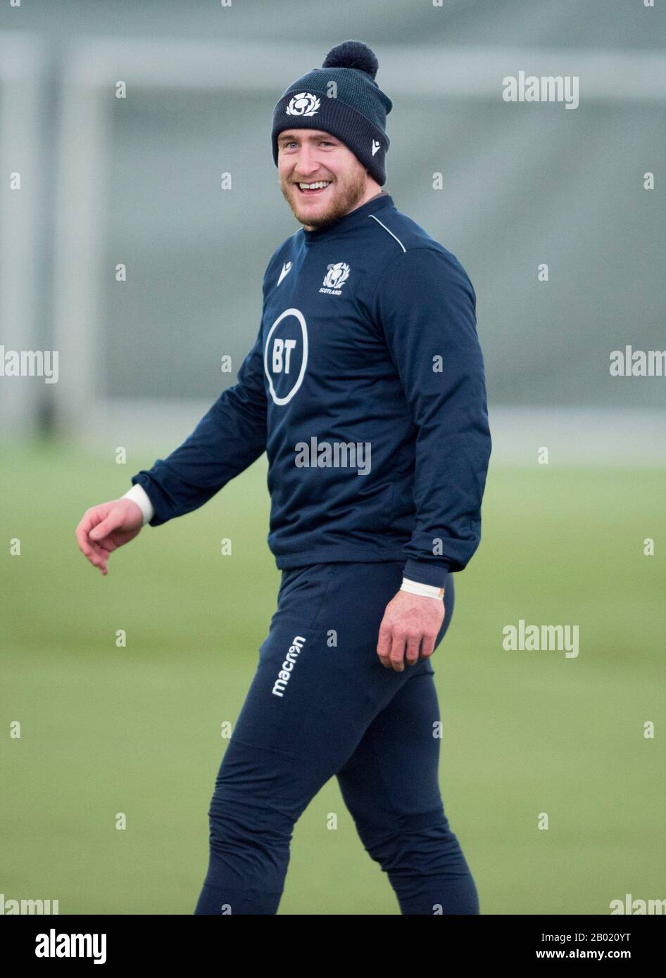 Oriam Sports Center, Campus Riccarton Della Heriot-Watt University, Edimburgo: 18th Febbraio 2020. Scozia rugby sessione di formazione prima della loro partita di Guinness Six Nations contro l'Italia a Roma. Capitano Scozzese Stuart Hogg. Merito: Ian Rutherford/Alamy Live News Foto Stock