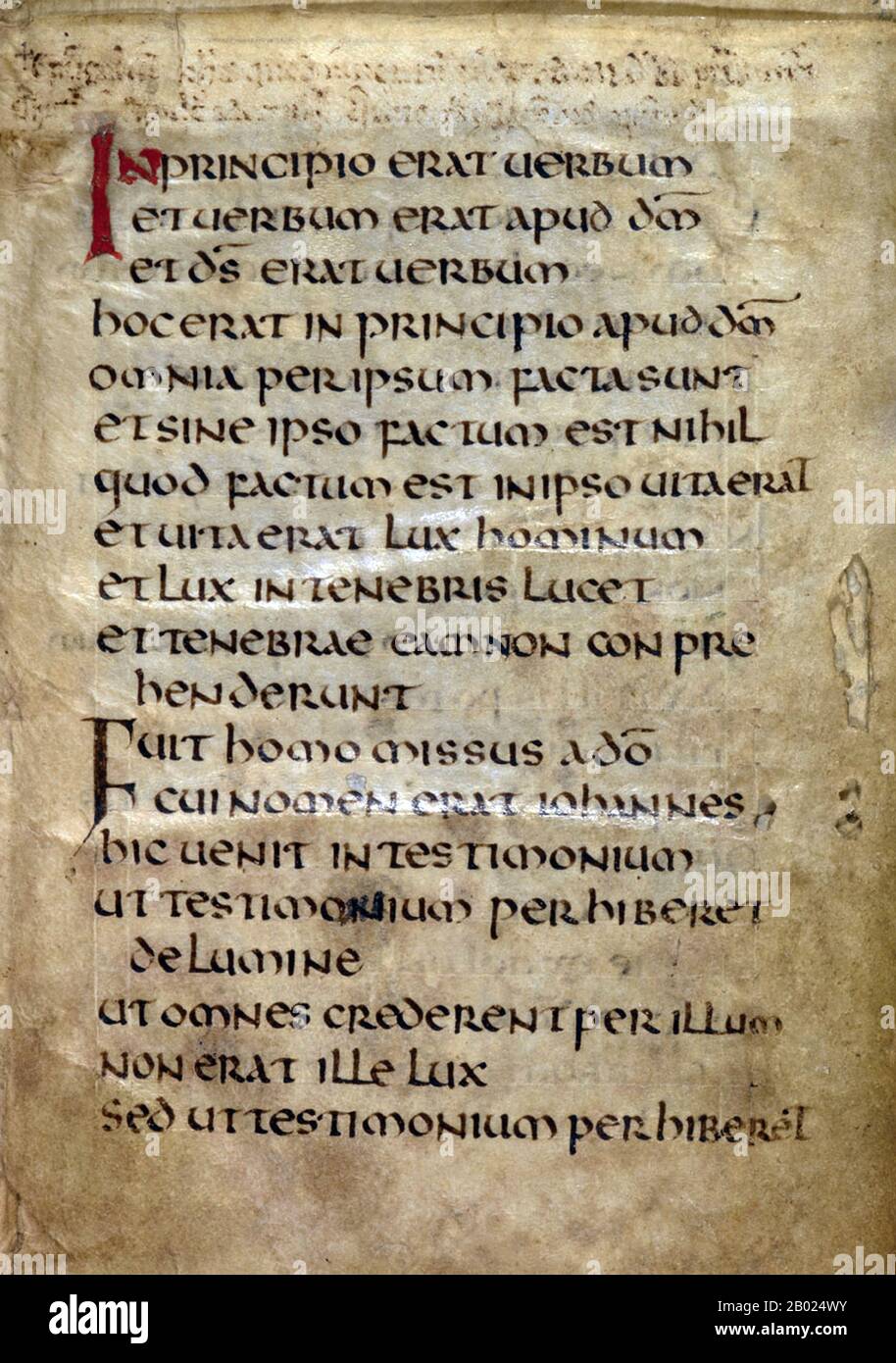 San Cuthbert (c.. 634 – 20 marzo 687) è stato un monaco anglosassone, vescovo ed eremita, associato ai monasteri di Melrose e Lindisfarne nel Regno di Northumbria. Dopo la sua morte divenne uno dei più importanti santi medievali d'Inghilterra, con un culto centrato sulla cattedrale di Durham. Cuthbert è considerato il santo patrono dell'Inghilterra settentrionale. La sua festa è il 20 marzo. Si è sviluppato vicino alla nuova uscita di Lindisfarne a Melrose Abbey, che è oggi in Scozia, ma era allora in Northumbria. Aveva deciso di diventare monaco dopo aver visto una visione della notte nel 651 che San Aidan, il Foto Stock