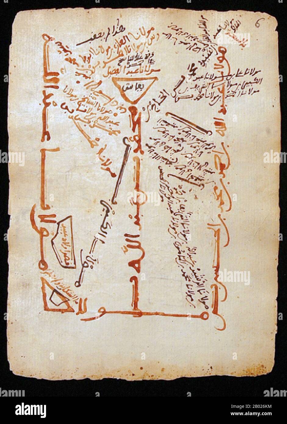 Mali: Trattato scientifico di Timbuktu, XVI secolo. Manoscritti Timbuktu è un termine ombrello per quello che era un gran numero di manoscritti (le stime variano in centinaia di migliaia) che erano stati conservati da famiglie private a Timbuktu (e in altre località), Mali. Una gran parte dei manoscritti aveva a che fare con l'arte, la medicina, la scienza e la calligrafia del tardo Califfato abbaside, e anche con numerose copie antiche e inestimabili del Corano. La maggior parte dei manoscritti erano scritti in arabo, ma alcuni erano anche in lingue locali, tra cui Songhay e Tamasheq. Foto Stock
