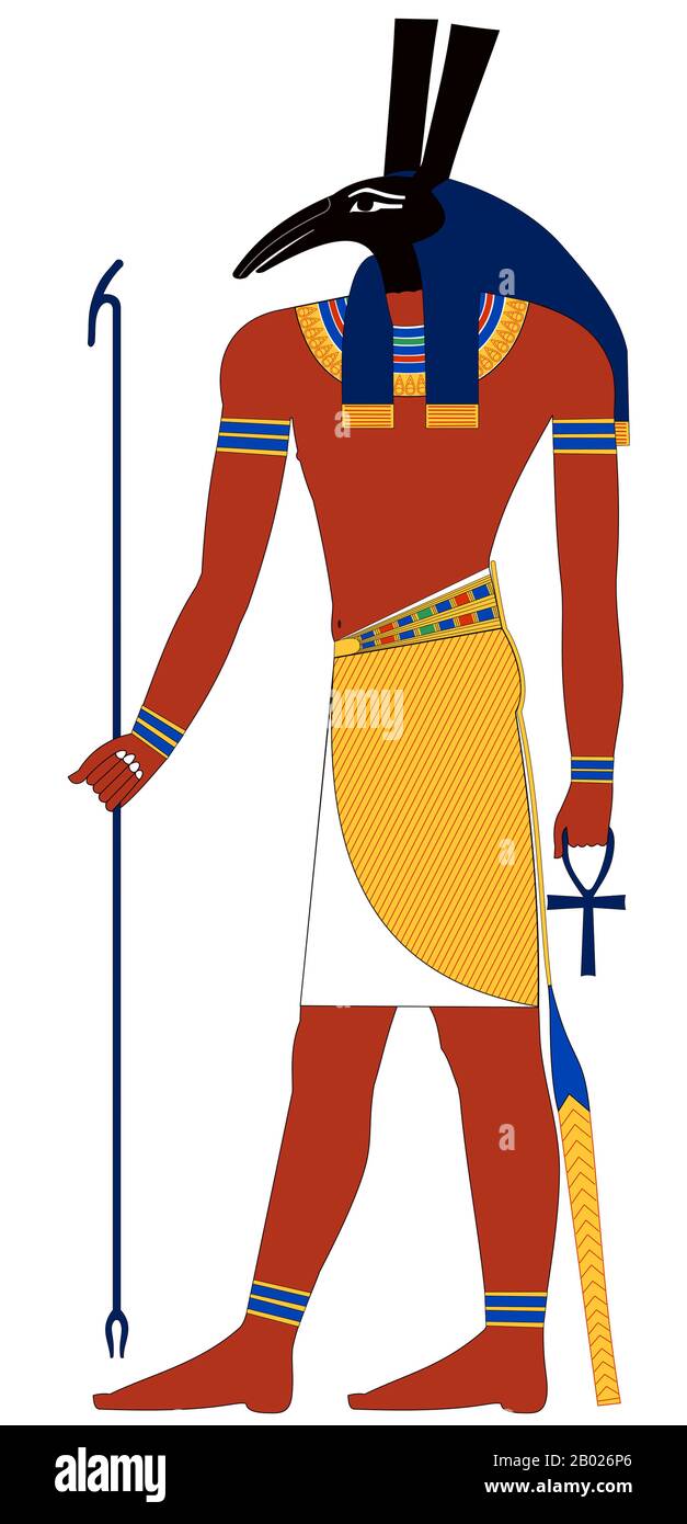 Nella mitologia egiziana, Il Set è ritratto come l'usurpatore che ha ucciso e mutilato il proprio fratello Osiride. La moglie di Osiris Isis riassemblò il cadavere di Osiris e lo imbalsamò. Horus, figlio di Osiris, ha cercato vendetta E i miti descrivono i loro conflitti. La morte di Osiride e la battaglia tra Horus e Set è un evento popolare nella mitologia egiziana. Foto Stock