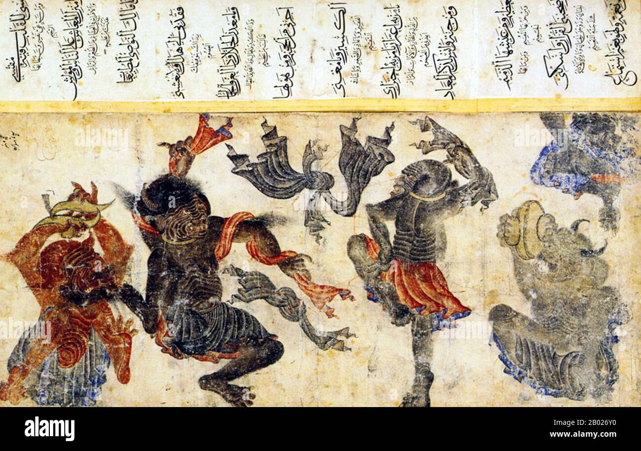 Siyah Kalem o 'Black Pen' è il nome dato alla scuola di pittura del 15th secolo attribuita a Mehmed Siyah Kalem. Nulla è conosciuto della sua vita, ma il suo lavoro indica che era di origine turkica dell'Asia centrale, e che conosceva a fondo il campo e la vita militare. I dipinti appaiono negli "Album del Conquistatore", così chiamati perché due ritratti del sultano Mehmed II il Conquistatore sono presenti in uno di loro. Gli album sono composti da miniature tratte dai manoscritti dei secoli 14th, 15th e 16th, e una serie di dipinti è incisa 'opera del Maestro Muḥammad Siyah Kalem.' Alcuni Foto Stock