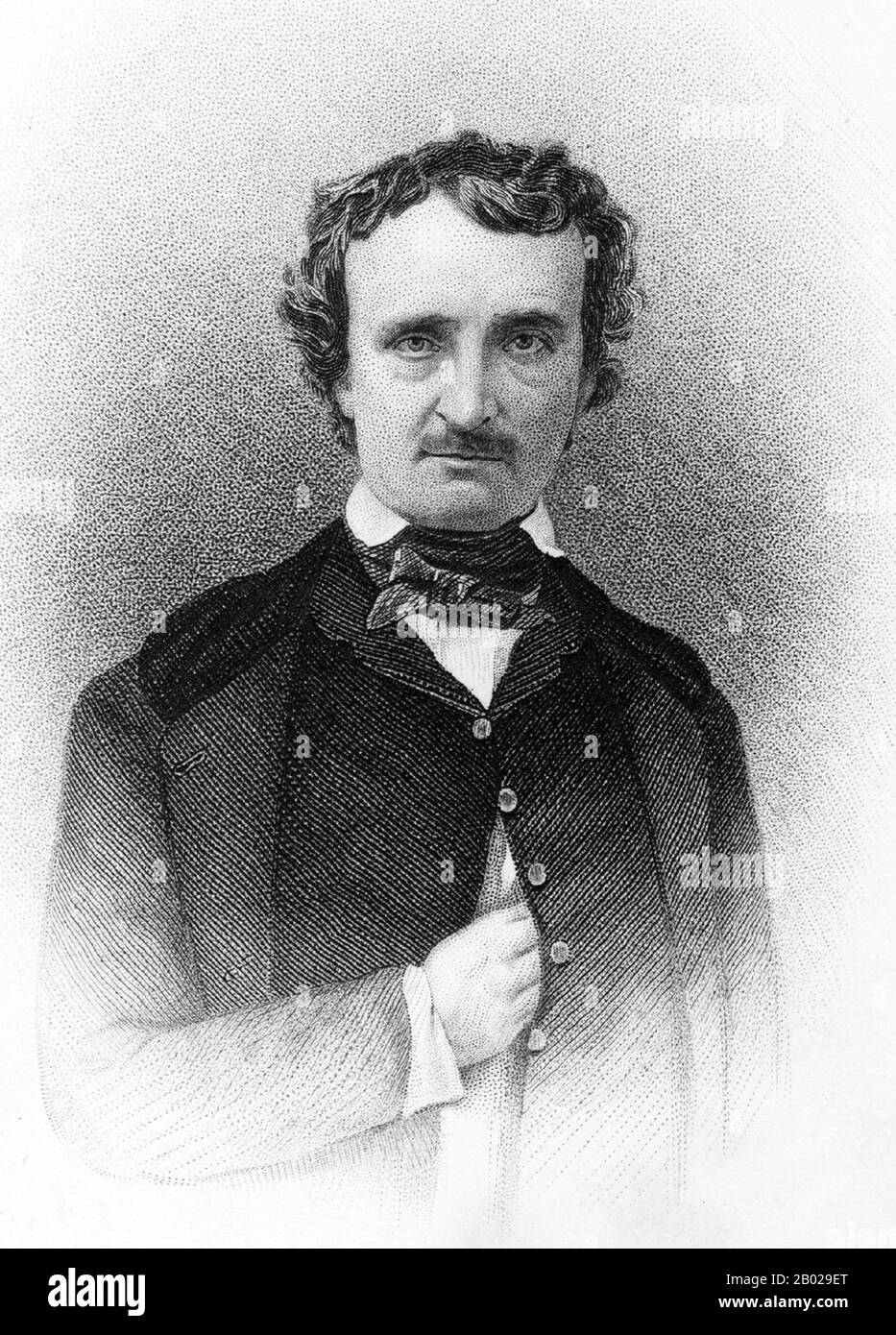USA: Edgar Allan PoE (19 gennaio 1809 - 7 ottobre 1849), scrittore, poeta e critico letterario statunitense. Era anche un afficionado di oppio e laudanum. Incisione di Frederick Warne, 1890. Edgar Allan PoE, nato Edgar PoE, è stato uno scrittore, poeta, editore e critico letterario, considerato parte del movimento romantico americano. Conosciuto soprattutto per i suoi racconti di mistero e macabro, PoE fu uno dei primi praticanti americani della storia breve ed è generalmente considerato l'inventore del genere poliziesco. È inoltre accreditato per aver contribuito al genere emergente della fantascienza. Foto Stock