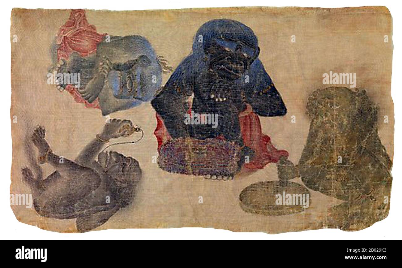 Siyah Kalem o 'Black Pen' è il nome dato alla scuola di pittura del 15th secolo attribuita a Mehmed Siyah Kalem. Nulla è conosciuto della sua vita, ma il suo lavoro indica che era di origine turkica dell'Asia centrale, e che conosceva a fondo il campo e la vita militare. I dipinti appaiono negli "Album del Conquistatore", così chiamati perché due ritratti del sultano Mehmed II il Conquistatore sono presenti in uno di loro. Gli album sono composti da miniature tratte dai manoscritti dei secoli 14th, 15th e 16th, e una serie di dipinti è inscritta 'opera del Maestro Muḥammad Siyah Kalem'. Som Foto Stock