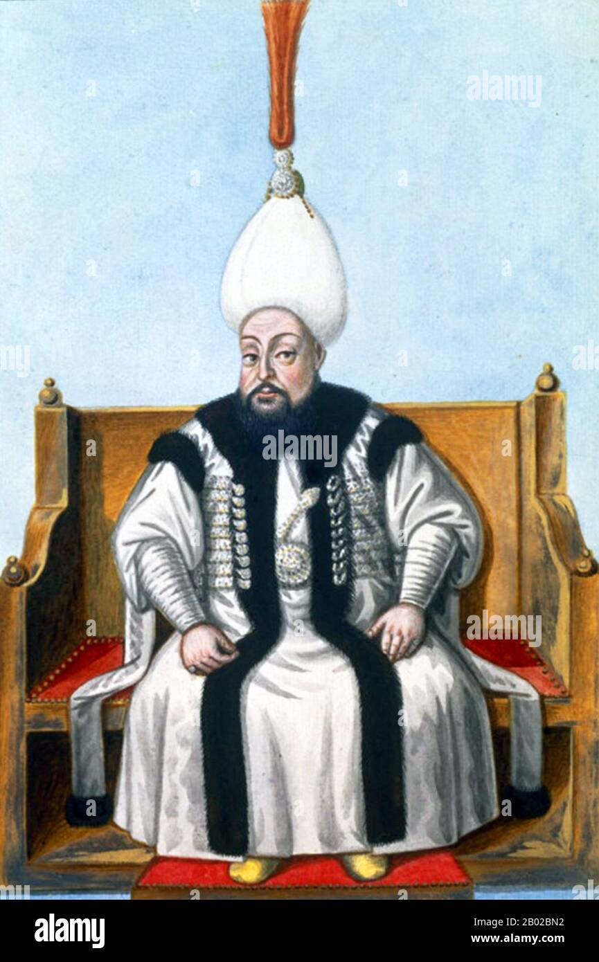 Turchia: Ritratto di Mustafa III (28 gennaio 1717 - 21 gennaio 1774), 26° sultano dell'Impero Ottomano. Incisione di John Young (1755-1825), 1815. Mustafa III fu sultano dell'Impero ottomano dal 1757 al 1774. Era figlio del sultano Ahmed III e gli succedette il fratello Abdul Hamid I. un sovrano energico e perspicace, Mustafa III cercò di modernizzare l'esercito e le macchine statali interne per portare il suo impero in linea con le potenze europee. Sfortunatamente lo stato ottomano era diminuito così tanto che qualsiasi tentativo generale di modernizzazione era solo una goccia nell'oceano. Foto Stock