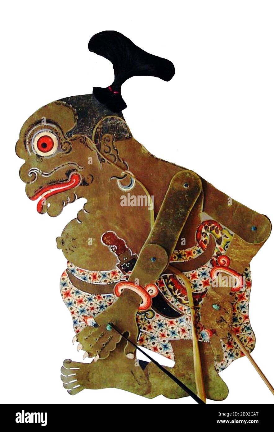 In wayang giavanese (pupazzi d'ombra), il panakawan o panakavan (phanakavhan) sono i servi clown dell'eroe. Quattro sono: Semar (conosciuto anche come Ki Lurah Semar), Petruk, Gareng e Bagong. Semar è la personificazione di una divinità, a volte si dice che sia lo spirito dhanyang o guardiano dell'isola di Giava. Nella mitologia giavanese, le divinità possono manifestarsi solo come esseri umani brutali o altrimenti privi di pretese, e così Semar è sempre ritratto come breve e grasso con un naso gonfio e un'ernia penzolante. I suoi tre compagni sono i suoi figli adottivi, dati a Semar come elettori dalla loro p Foto Stock