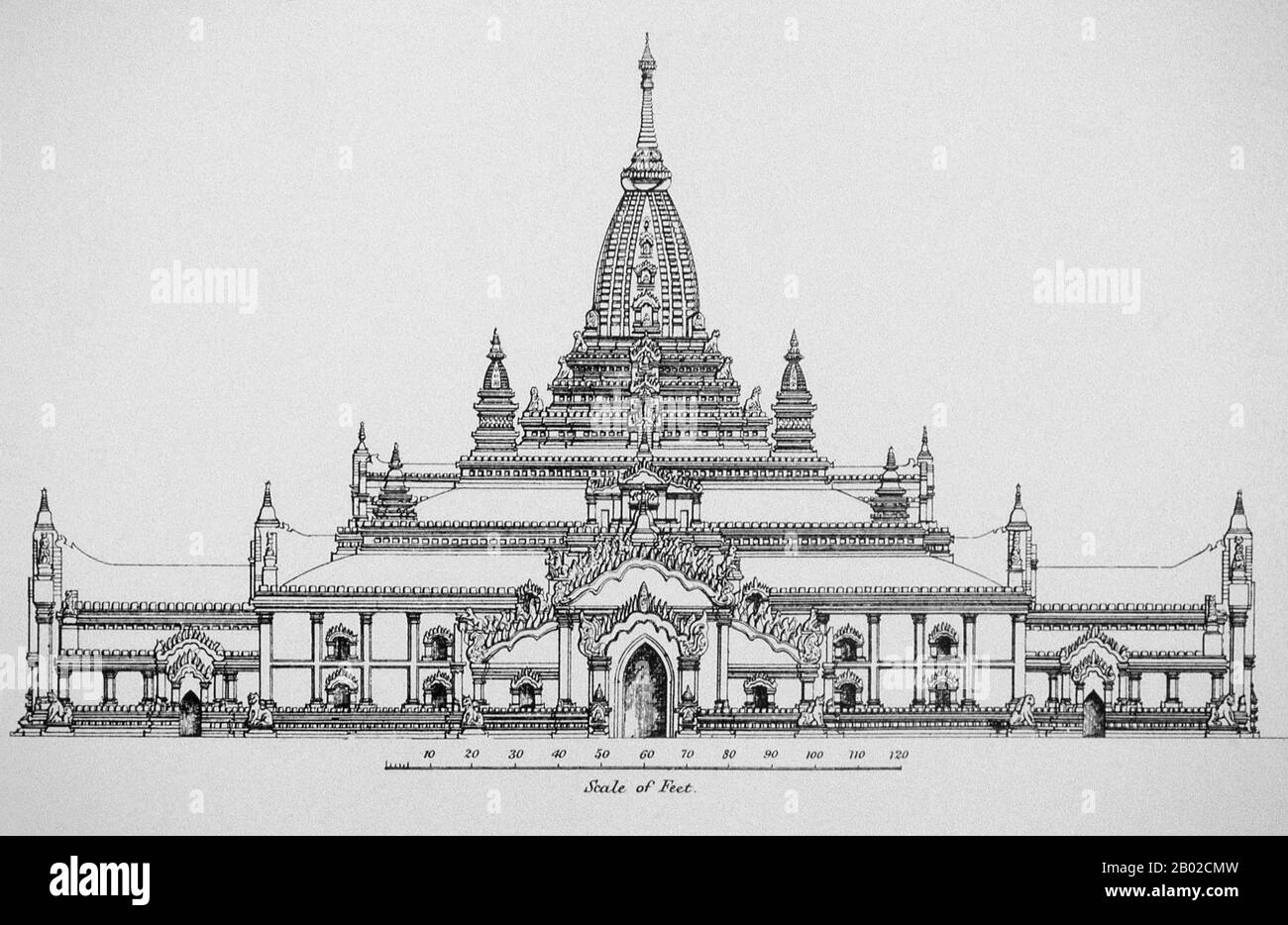 Il Tempio di Ananda fu costruito nel 1105 durante il regno (1084–1113) del re Kyanzittha della dinastia Pagana. Bagan, ex Pagan, fu costruito principalmente tra il 11th secolo e 13th secolo. Formalmente chiamato Arrimaddanapura o Arimaddana (la città del Crusher nemico) e anche conosciuto come Tambadipa (la terra del rame) o Tassadessa (la terra Parched), era la capitale di molti antichi regni in Birmania. Foto Stock