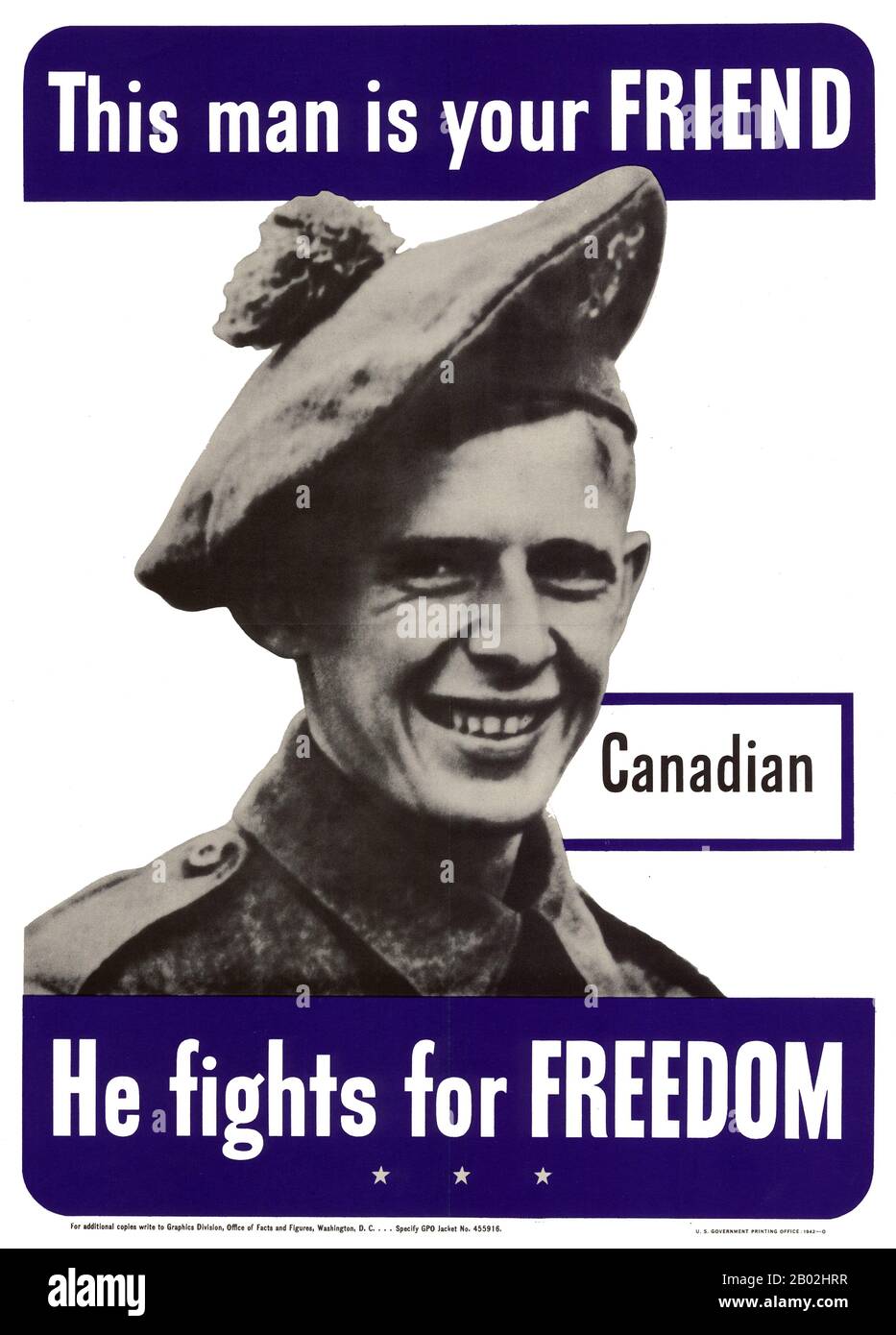 Poster pubblicato dalla Divisione Grafica, Office of Facts and Figures, Washington DC, 1942, per garantire che le forze statunitensi non confondessero i loro alleati in tempo di guerra con i loro nemici Asse e sparare l'uomo sbagliato. Foto Stock