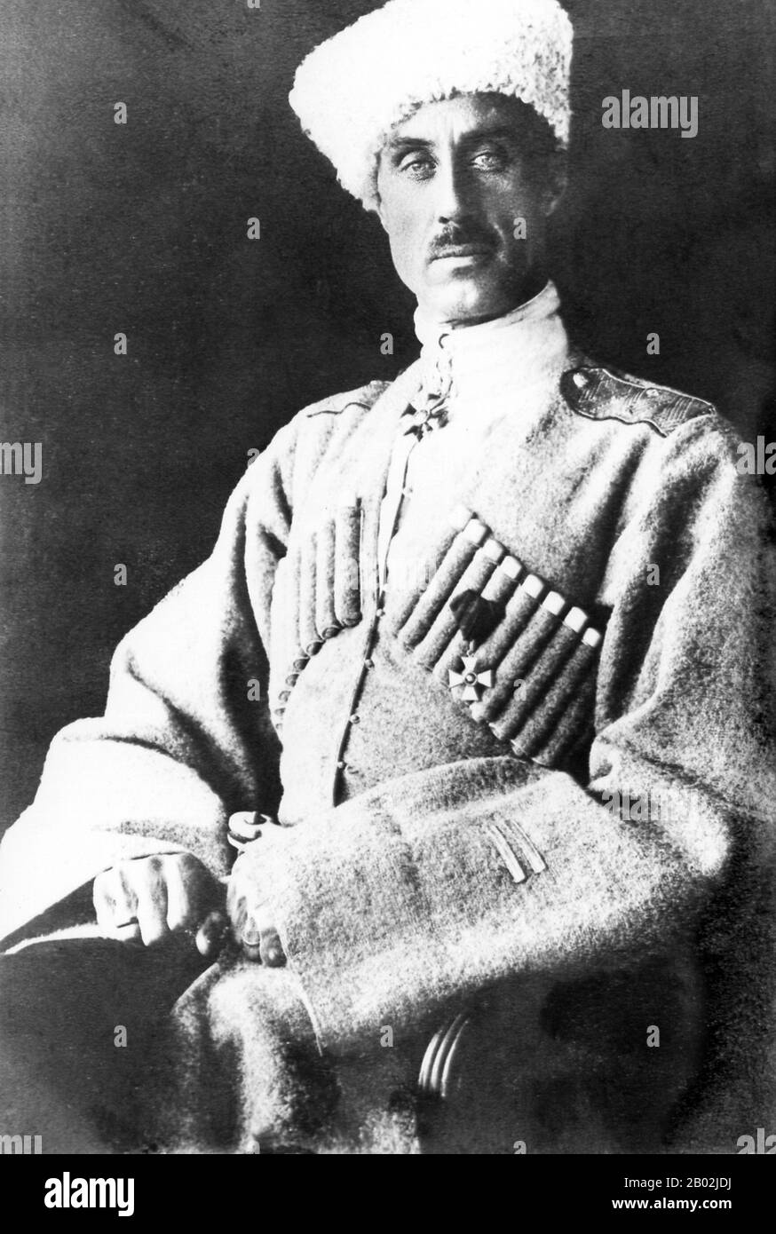 Barone Pyotr Nikolayevich Wrangel O Vrangel (Russo: Барон Пётр Никола́евич Вра́нгель, Barone Pyotr Nikolayevich Vrangel; Tedesco: Freiherr Peter Von Wrangel; 27 agosto 1878 – 25 aprile 1928) fu un ufficiale dell'esercito imperiale russo e in seguito comandante generale dell'esercito bianco anti-bolscevico nella Russia meridionale nelle fasi successive della guerra civile russa. Foto Stock